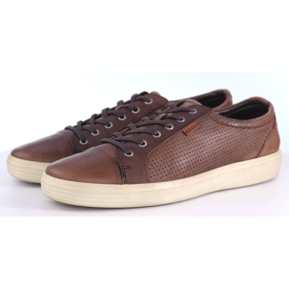 ECCO Soft 7 Men's Sneakers Shoes Size EU 47 US 13-13.5 Perforated Leather Tan